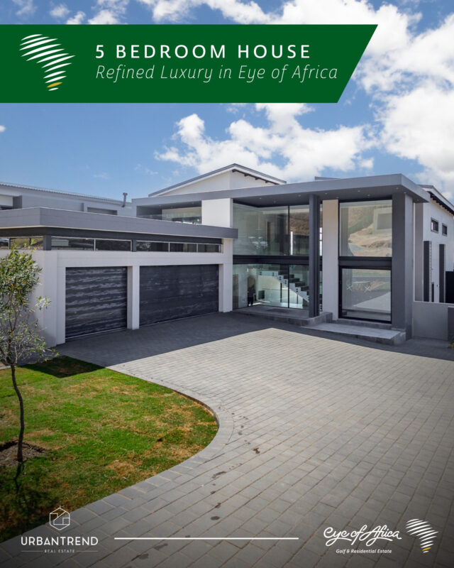 A home like no other on one of Eye of Africa’s most exclusive streets — this double-storey showpiece redefines luxury, privacy, and panoramic views. 🏡

Boasting 5 opulent bedrooms, designer finishes, and a sunset-facing endless pool 🌅 - this is more than a residence — it’s a lifestyle statement. No future build will ever obstruct your view!

✨ Highlights include:
– All bedrooms en-suite
– Soaring ceilings and vinyl flooring
– Chef’s kitchen with integrated appliances
– 2 lounges + enclosed patio
– Fireplace, scullery, staff quarters
– 3-car garage with extra golf cart space
– 1 085m² stand | 515m² under roof

Enjoy year-round entertaining, views that won’t be compromised, and immediate access to estate amenities like the golf course, Health & Racquet Club, Doppio Zero, and more.

▪️ Priced at only R 9,000,000
📍 Construction nearly complete – secure your private tour today.

📞 Tarryn: 063 601 2800
📞 Sandra: 073 170 0105
📞 Nontu: 078 651 8926

#EyeOfAfrica #LuxuryHomes #EstateLiving #UrbanTrend #GolfEstate #Views