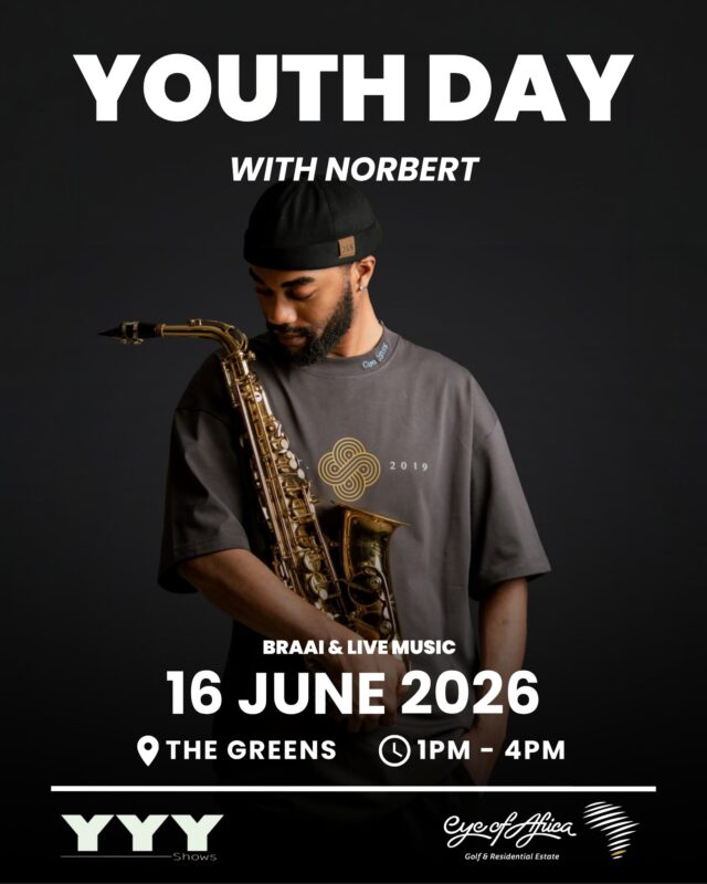 🎷 Celebrate Youth Day at Eye of Africa!

Join us for an afternoon of live music, great food, and community as Norbert takes the stage for a special Youth Day performance.

🔥 Braai
🎶 Live Music
📍 The Greens
🗓️ 16 June 2026
⏰ 1PM – 4PM

Bring your family, gather your friends, and enjoy the afternoon with us.

#EyeOfAfrica #YouthDay #LiveMusic #EstateLiving #CommunityLifestyle