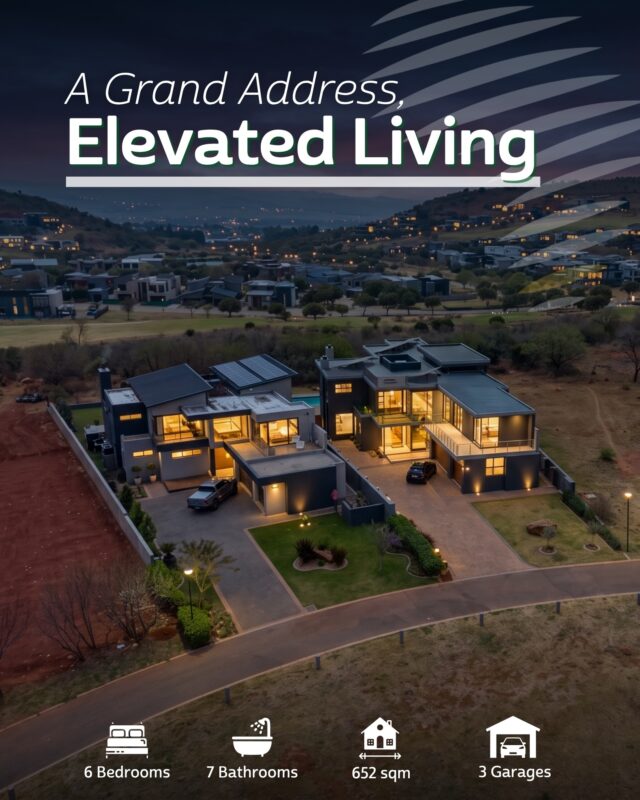A home that makes a statement from every angle. 🏡✨

Bold architecture, breathtaking views and a prime position overlooking the 14th hole of the Greg Norman Signature Golf Course.

This magnificent six-bedroom residence is designed to impress.

✨ Property Highlights:
🏡 6 Bedrooms
🛁 7 Bathrooms
🚗 3 Garages
🍽️ Designer Kitchen & Built-in Bar
🏊 Private Pool
🌅 Expansive Entertainment Spaces
💼 Separate Study & PJ Lounge
☀️ Solar Backup

Luxury family living with spectacular views and exceptional finishes.

📍 Eye of Africa Golf & Residential Estate

💰 Priced at R10,699,000.00

📞 Tarryn Nash | 063 601 2800 
📞 Nontu Vilakazi | 078 651 8926 
📞 Sandra Harmse | 073 170 0105

#EyeOfAfrica #LuxuryProperty #GolfEstateLiving #DreamHome #UrbanTrend