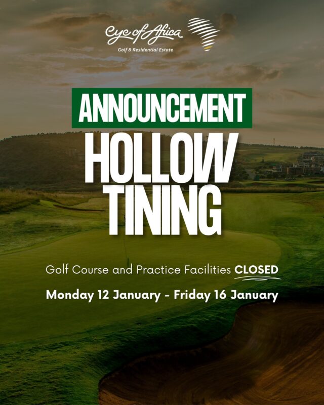 📌 Important Golf Course Notice! ⛳️

Please note that our Golf Course and all practice facilities will be closed for hollow tining.

🗓️ Mon 12 Jan - Fri 16 Jan.

This essential maintenance helps keep our greens in top condition for the season ahead. ⛳️ 

Thank you for your understanding and continued support.