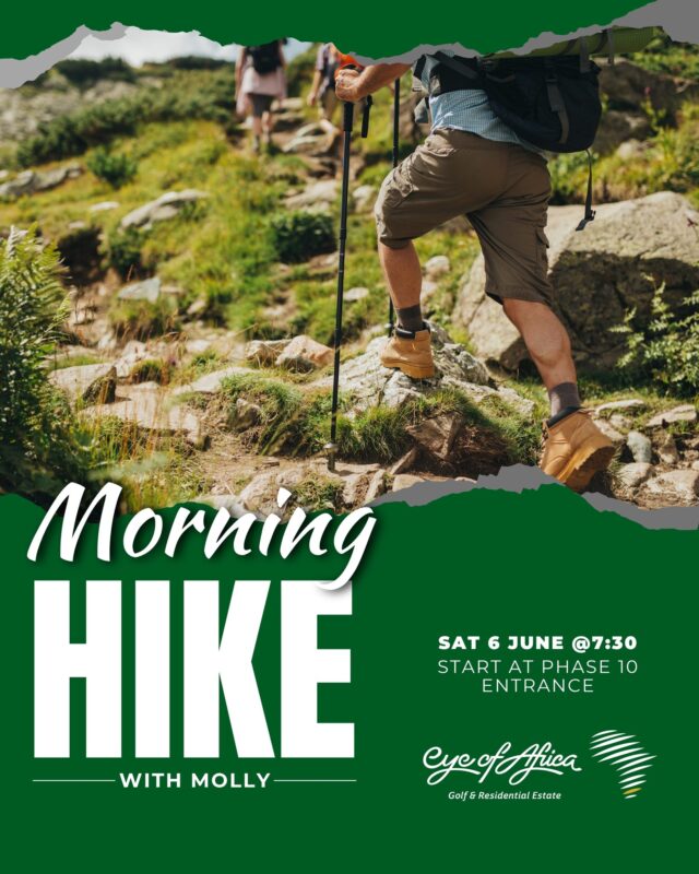 🥾 Start your Saturday the right way with fresh air, beautiful scenery and great company.

One of the many perks of living at Eye of Africa? Having access to events like this.

Our residents and their guests will be guided by Molly on a morning hike through the natural beauty of the estate.

📅 Saturday, 6 June
🕢 07:30am
📍 Meet at the Phase 10 Entrance

🌿 We look forward to seeing you on the trail.

#EyeOfAfrica #Hike #EstateLiving #Views #Weekend