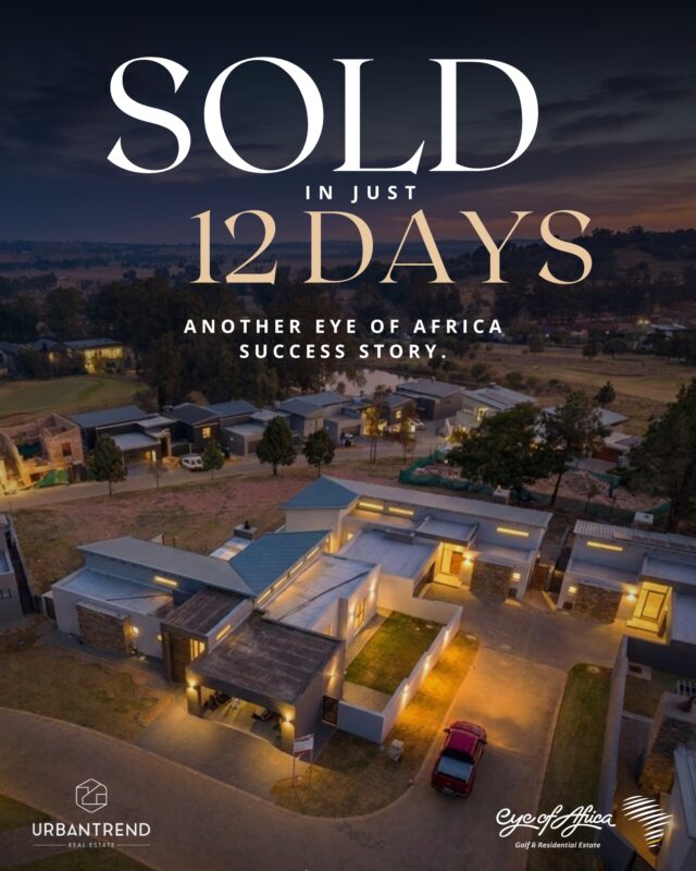 🏡 SOLD IN JUST 12 DAYS! 🎉
Listed on 12 July. Sold by 24 July.

This beautiful single storey home at Eye of Africa found its new owners - and in record time. 

A great property, strong positioning and the right sales strategy delivered an exceptional result. 👌✨

Thinking of selling your home? 
Let our team put the right strategy behind your property.

📞 Tarryn Nash | 063 601 2800
📞 Nontu Vilakazi | 078 651 8926
📞 Sandra Harmse | 073 170 0105

#EyeOfAfrica #JustSold #SalesRecord #LuxuryHomesSA #UrbanTrend