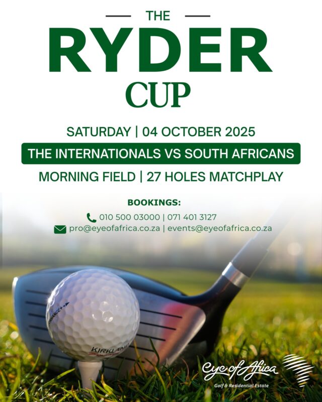 🏌️‍♂️ Ryder Cup 2025 is here!
We’re excited to host another legendary showdown at Eye of Africa — The Internationals vs The South Africans 🇿🇦🌍

This exclusive 27-hole matchplay event is one of the highlights on our members’ calendar, complete with live leaderboard action and serious team spirit.

Want to be part of the lifestyle? Chat to us about Eye of Africa Golf membership options.

#RyderCup2025 #EyeOfAfricaGolf #GolfEstateLife #EstateEvents #UrbanTrend